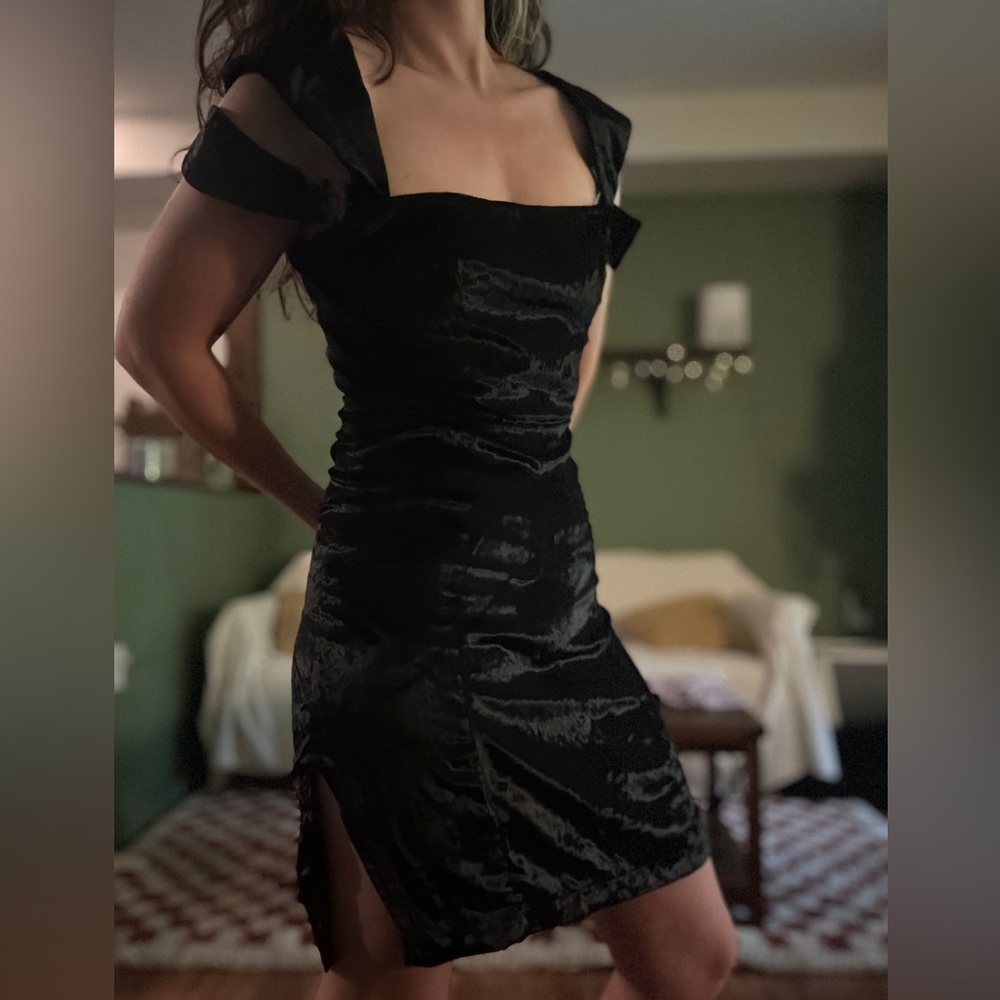 Reformation black velvet dress
